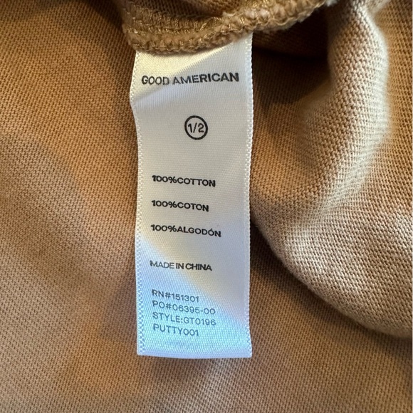 Good American Essential Long Sleeve Crewneck Top Putty Brown size 1/2 small S/M - Picture 12 of 12